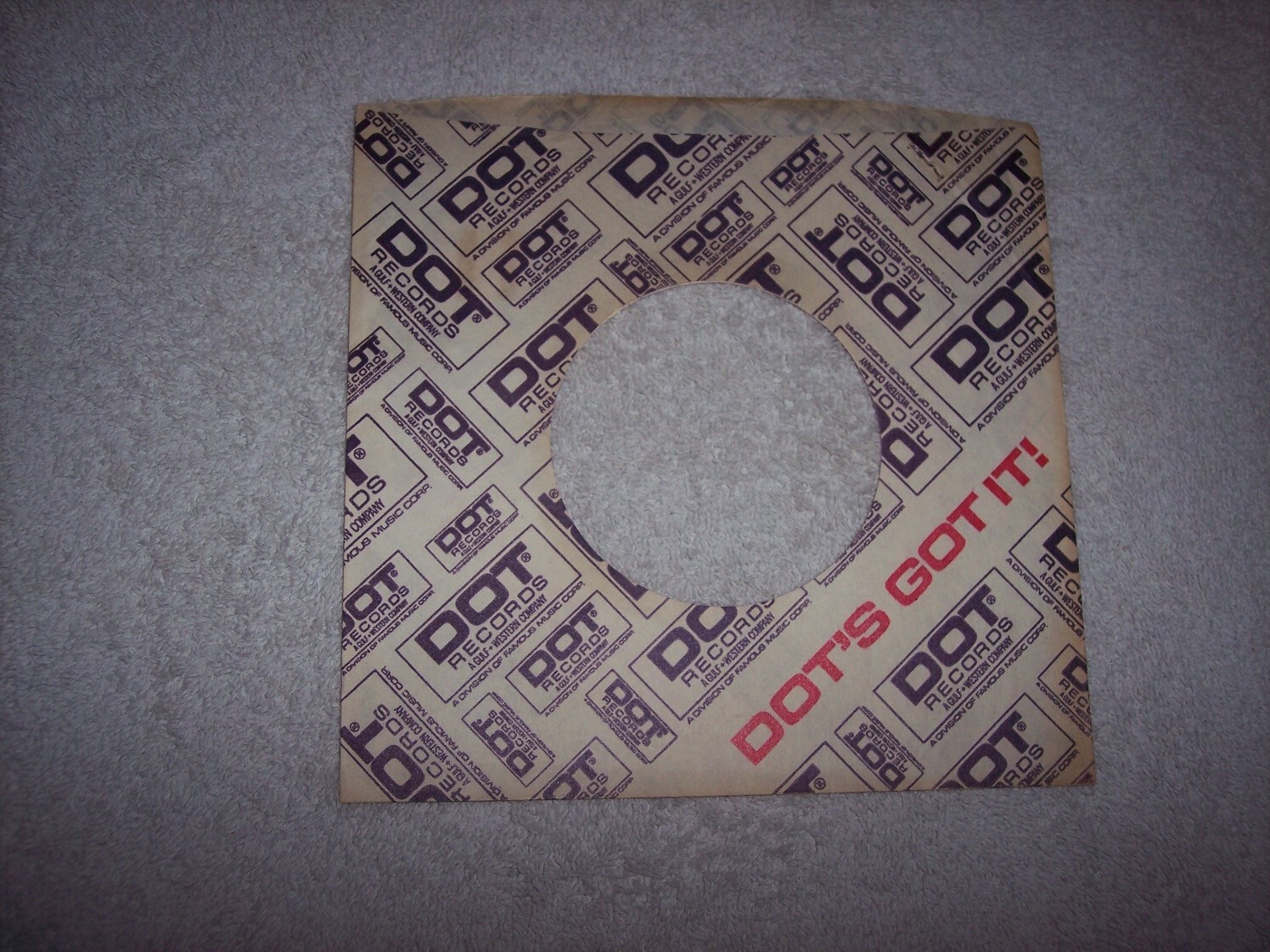 EARLY DOT RECORDS 7 INCH 45 RPM ORIGINAL SLEEVE ONLY  *NO SPLITS   #374