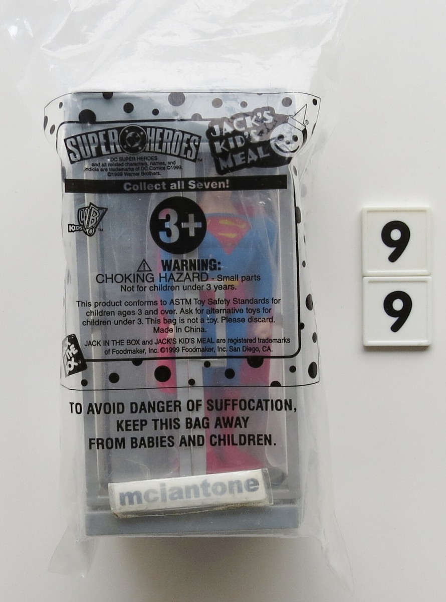 MIP SET 7 Jack in the Box 1999 DC SUPER HEROES Superheroes