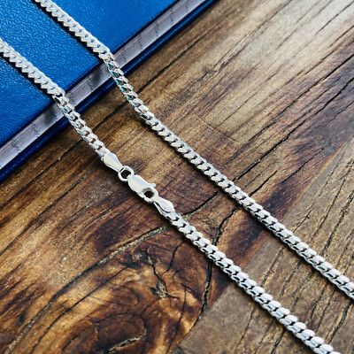#ad Real Solid 925 Sterling Silver Miami Cuban Mens Boys Chain Bracelet or Necklace $71.99