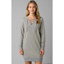 Prana Cozy Up Sweatshirt Dress with UPF 50+ Long Sleeve Pockets Size S Gorpcore
