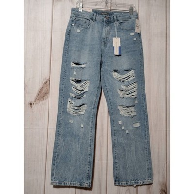 DL1961 Emilie Straight Ultra High Rise Vintage Ankle Distressed Jeans Blue 28