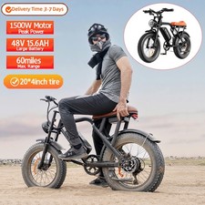 Ebike for Adults 20" 1500W 33Mph Electric Bike Mountain Bicycle Fat Tire 70mile