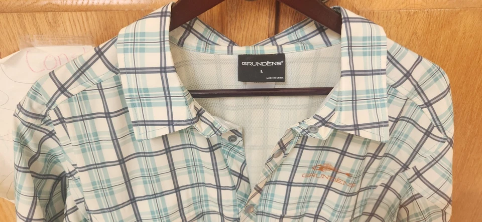 Camisa de pesca Grundens Performance para hombre manga corta a cuadros ventilada talla L Foto 3 de 3