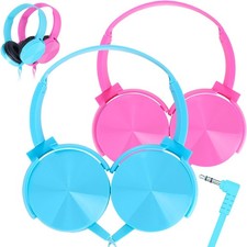 Ladont 2 Pack Kids Headphones for School Classroom K-12, 2 Pack, Blue Pink