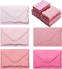 100 Pack Mini Envelopes with Note Cards in 5 Colors for Wedding, Birthday, Baby 