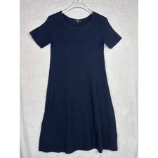 UNIQLO Navy Blue Short Sleeve Knit T Shirt Dress Size S Cotton Made in Vietnam