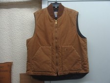 Carhartt Vest Mens XL Brown Duck Canvas Full Zip Quilt Lined Workwear V02211