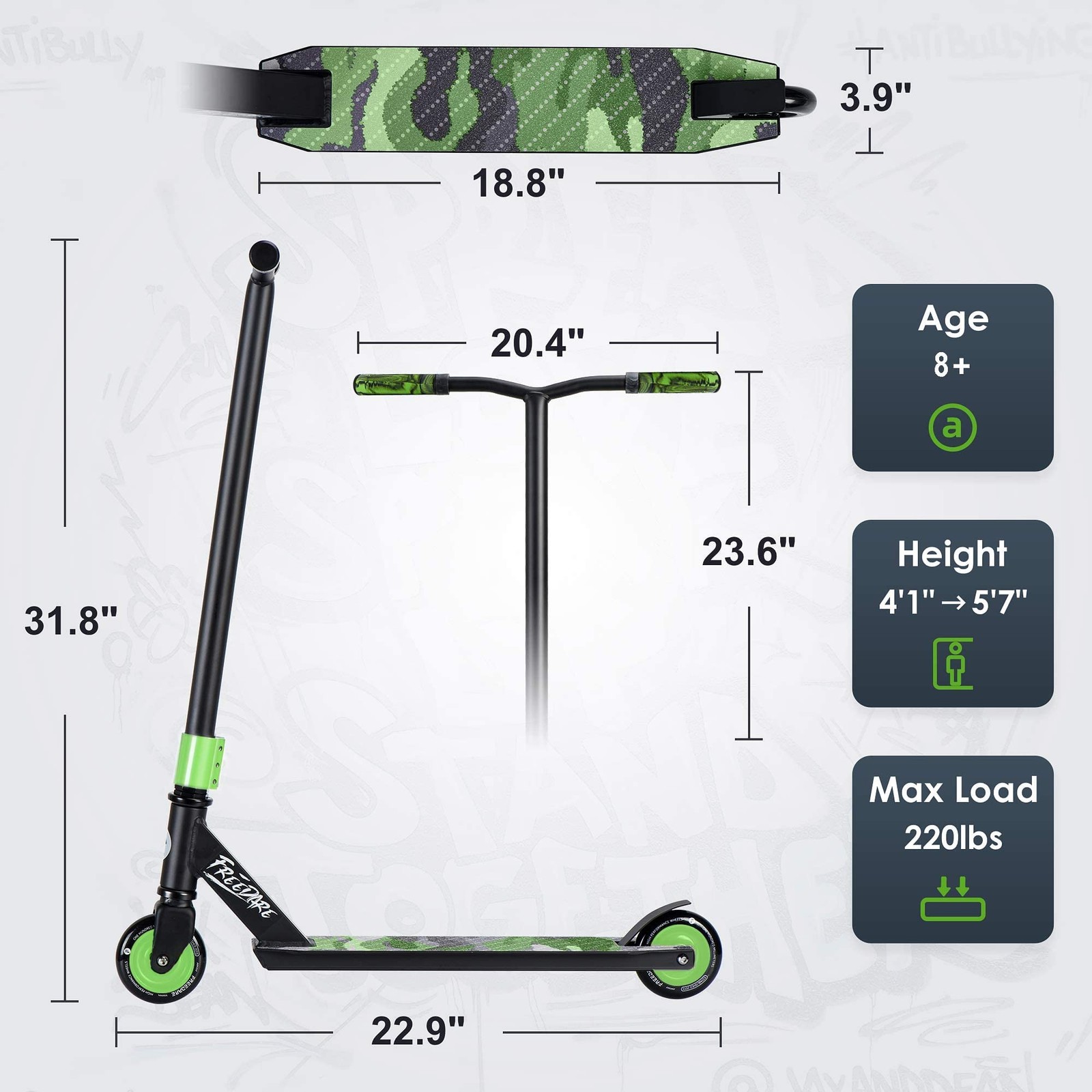 FREEDARE Complete Pro Scooter JB-1 Stunt Scooter for Kids 8 Years and Up, Tee...