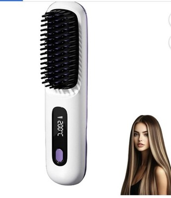 NEW Cordless Negative Ion Hair Straightener Brush, Portable Ceramic Technology