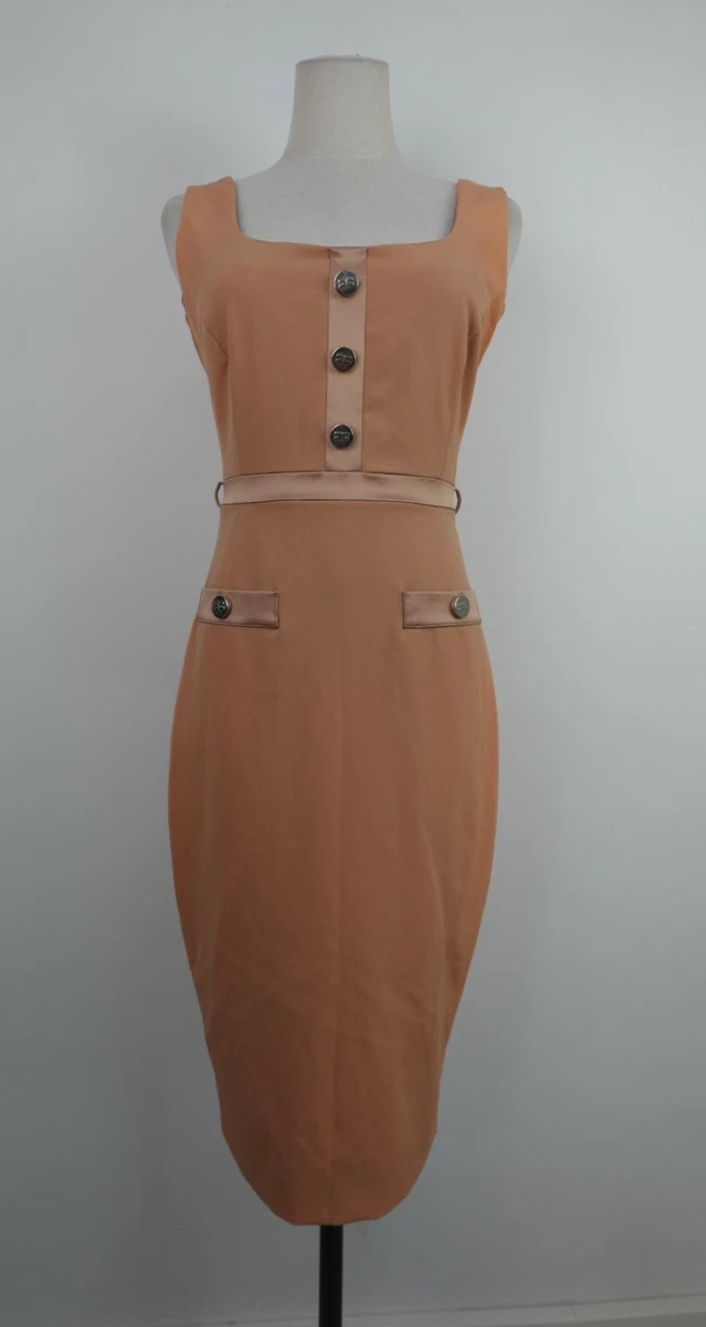Abito Curvy Lisa Kott Bicolore Nero E Rosa Cipolla - Manica Svasata, Zip Posteriore, Made In Italy, Taglie Donna
