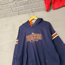 Vintage NFL Denver Broncos Brian Griese 14 Hoodie Navy Blue Embroidered XL