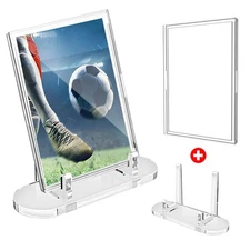 1-20pcs Clear Acrylic Trading Card Display Stand +Card Protector For Sports Card