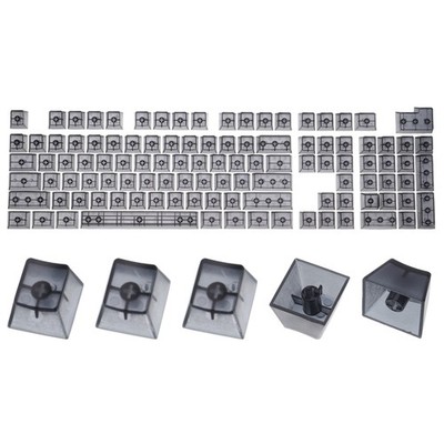 104 Key Blank Backlit Clear Keycap Set OEM for Mechanical Keyboard Layout, Black