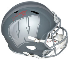 JOE THOMAS AUTOGRAPHED WISCONSIN BADGERS SLATE FULL SIZE SPEED HELMET JSA