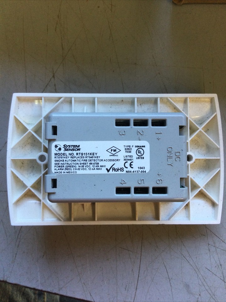 Remote Box Sensor System Sensor New Surplus RTS151KEY Remote Test Station with Key Smoke ...
