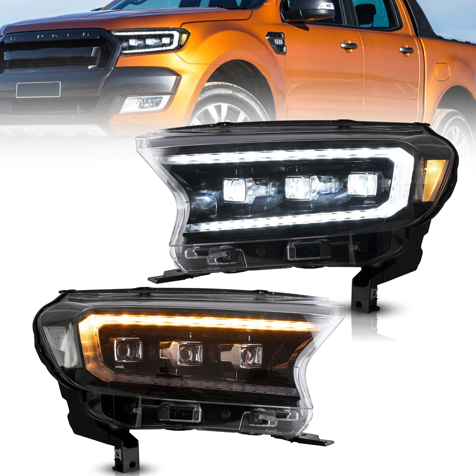Faros proyectores LED completos 2*VLAND de doble haz para Ford Ranger (T6) 2016-2021