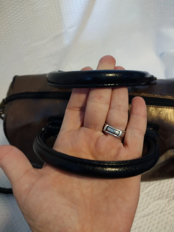 Gigi Hill Metallic Copper Floral Embossed Faux Leather Satchel Crossbody - Image 4 of 4