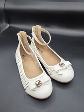 Michael Kors Girls White Ankle Strap Flats Size 13