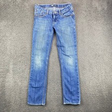 Levis Girls Blue Denim Skinny Jeans Size 10 Reg Adjustable Waist Distressed
