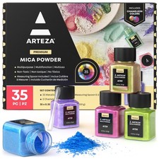 Mica Powder For Epoxy Resin Set Of 35 Assorted Colors 0.35 Oz Bottles Mica Powde