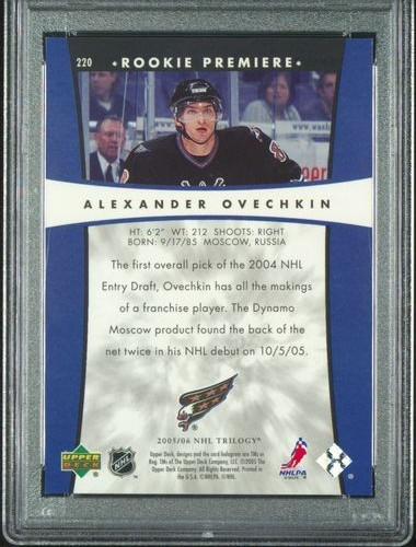 2005 Upper Deck Trilogy /999 Rookie Premiere #220 Alexander Ovechkin RC SP PSA 8 view 10