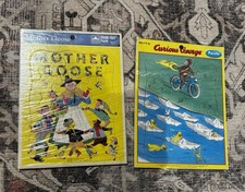 2 Vintage Puzzles Mother Goose And Curious George