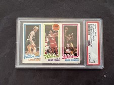 1980-81 Topps Larry Bird Rookie Magic Johnson Dr J PSA 7 - Lakers Celtics HOF