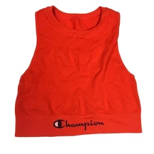 Champion Sweatshirt Crop Top Sleeveless Activewear Stretch Red Flame Women's XL