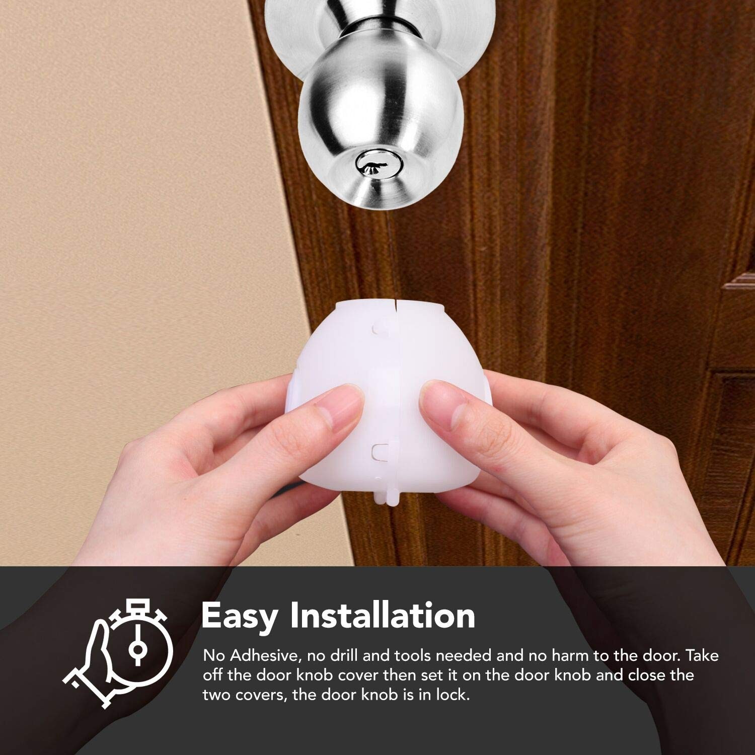 Moms Choice Gold Awards Winner - EUDEMON 4 Pack Baby Safety Door Knob Covers