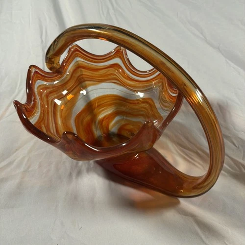 Vintage Murano Style Art Glass Basket
