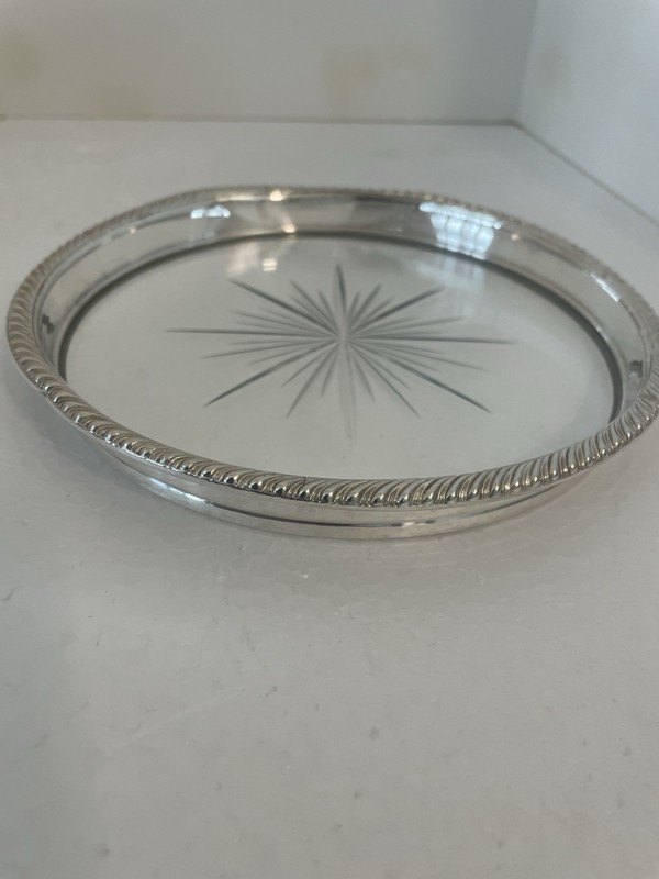Sterling Silver And Glass Ice Bucket Wine Coaster