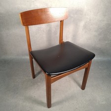 Mid Century Wooden Dining Chair Black Vinyl Seat 1950s 1960s Utility