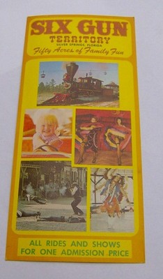 vintage 1960s FLORIDA SIX GUN TERRITORY Western park AD CARD Silver Springs OLD