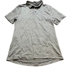Lululemon Polo Shirt Mens Small Gray Heathered Short Sleeve Athletic Tech