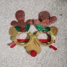 Reindeer Antler Costume Glasses Christmas Adult Unisex Gold Red Brown Green