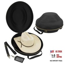 Cowboy Hat Box and Portable Storage for Brims Up To 4.75'' - Hard Shell Black