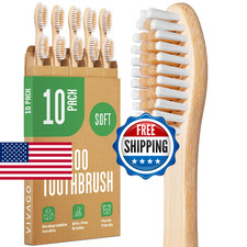 VIVAGO Bamboo Toothbrushes 10 Pack - BPA Free Soft Bristles Toothbrushes, Eco-Fr