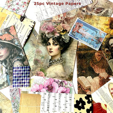 25pc Vintage Scrapbook Paper Pack Collage Junk Journal Kit Aesthetic