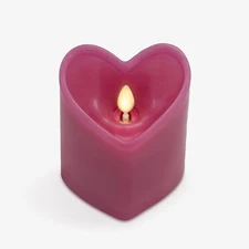 Heart Shaped Pillar Candle Raspberry Sorbet Led Flameless Valentine Decor
