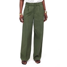 Madewell Womens Slouchy Straight Pants Size 8 Olive Green Mid-Rise NS271