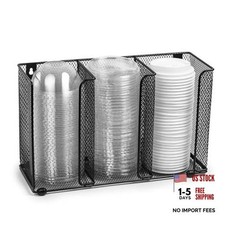 Lid Organizer Holder for Plastic Lids and Cups, 3 Compartments Gridded Mesh