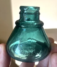 RARE DEEP TEAL COLORED CONE INK BOTTLE CARTER NO "S" 1880'S ERA CLEAN L@@K