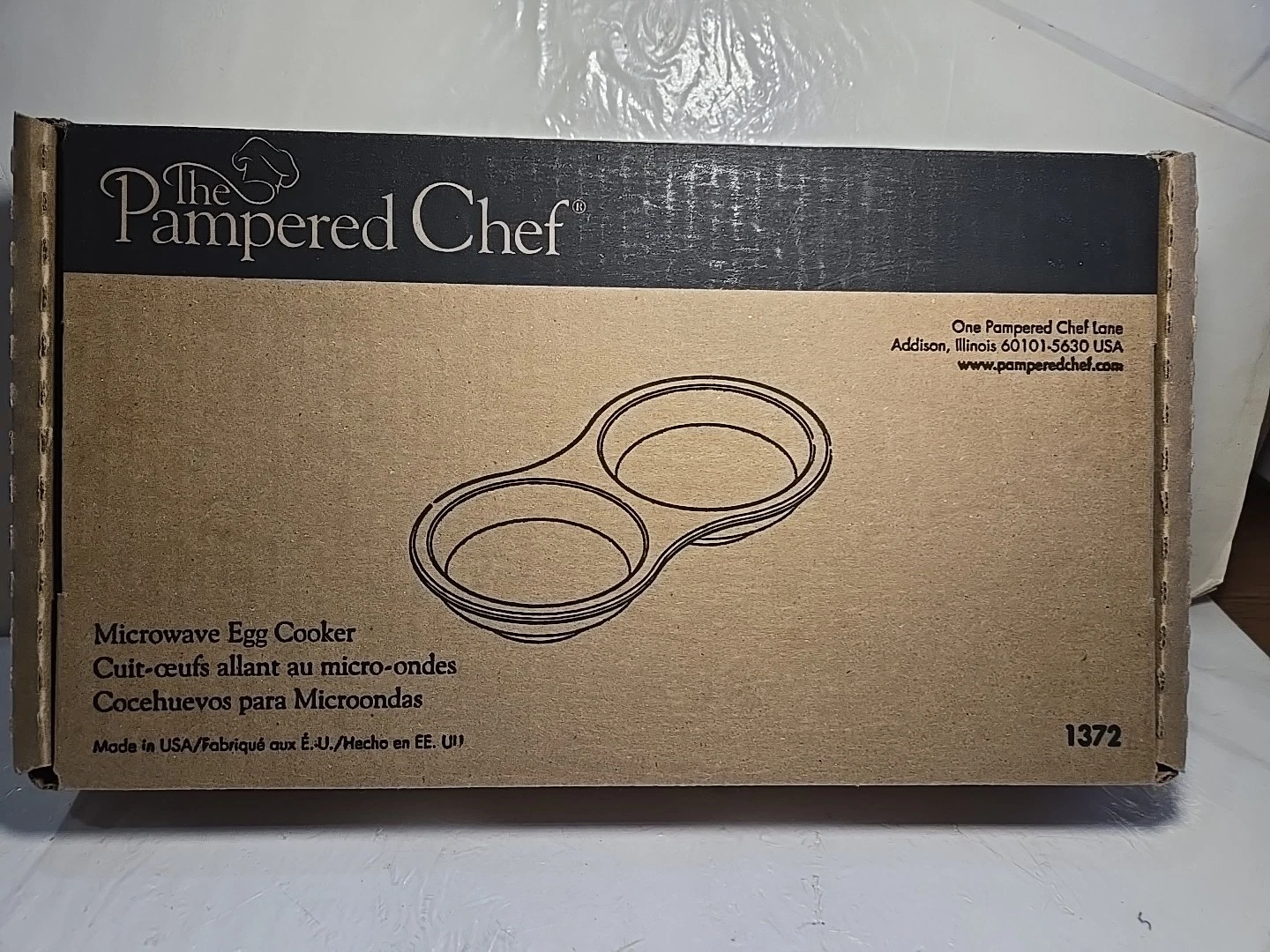 The Pampered Chef Stoneware Microwave Double Egg Cooker #1372 New . Made in USA