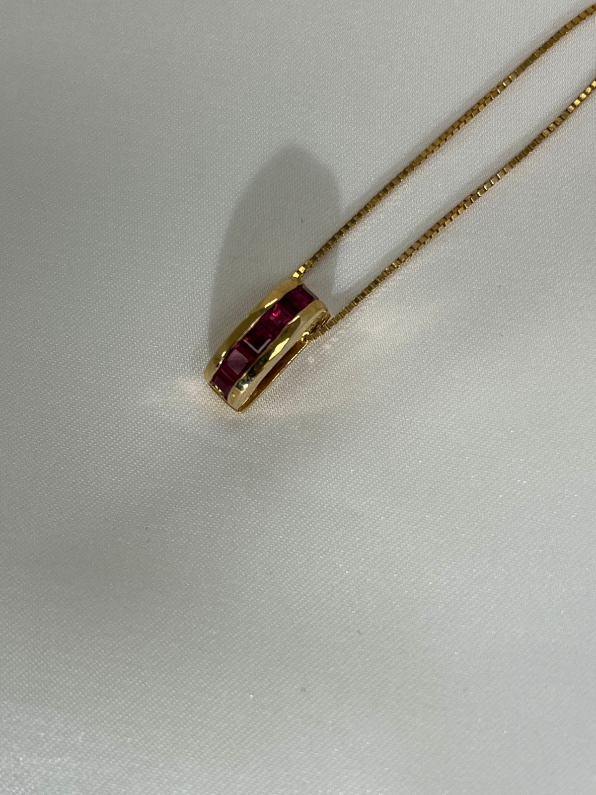 Vintage Ruby Pendant - Charm - Solid 14K Yellow G… - image 6