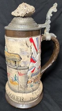 Hilgert/Westerwald Berlin Wall beer stein, lid & piece of the wall. #292/4000
