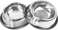 2 Stainless Steel Dog Bowls with Rubber Base for Small/Medium/Large Dogs, Pets