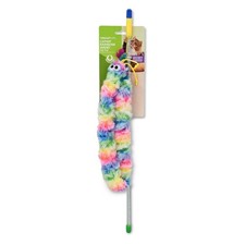 Rainbow Wand Cat Toy with Feather and Bell for Indoor Play