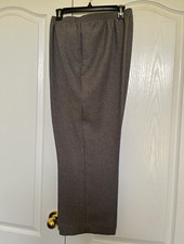 Alfred Dunner Women  s Gray Pull-On Dress Pants Straight Leg Knit Inseam