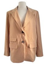 We The Free People Bowie Oversized Blazer SZ SM Relaxed Tan Camel Long Sleeve