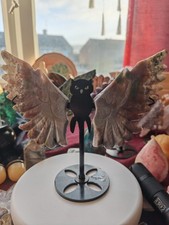 Rainbow Moss Agate Owl Wings Crystal Carving Natural Gemstone